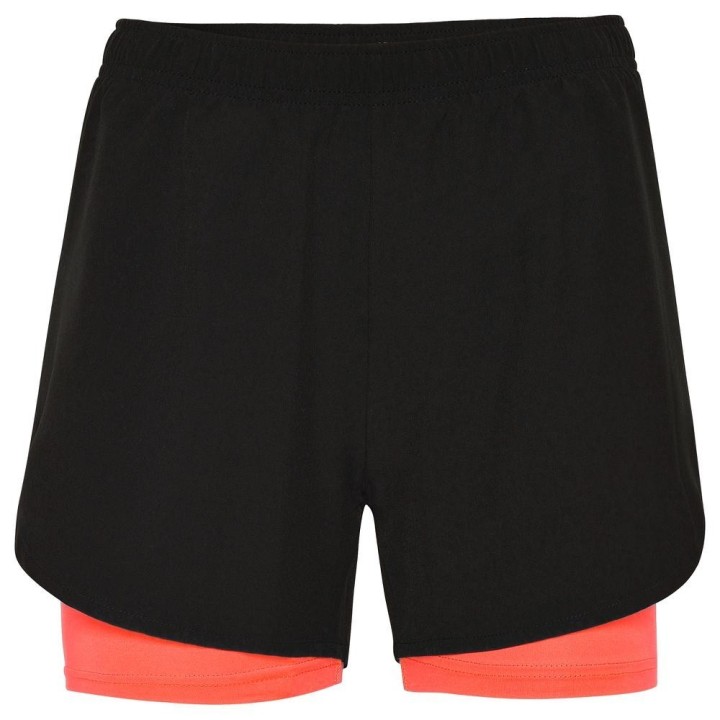 Pantalón con Malla Negro-Coral Roly Lanus