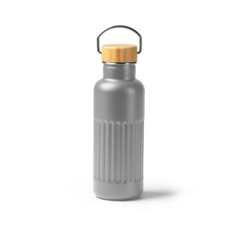 Botella Roly Nobuk Acero Inox Tapa Bambú 500ml Gris
