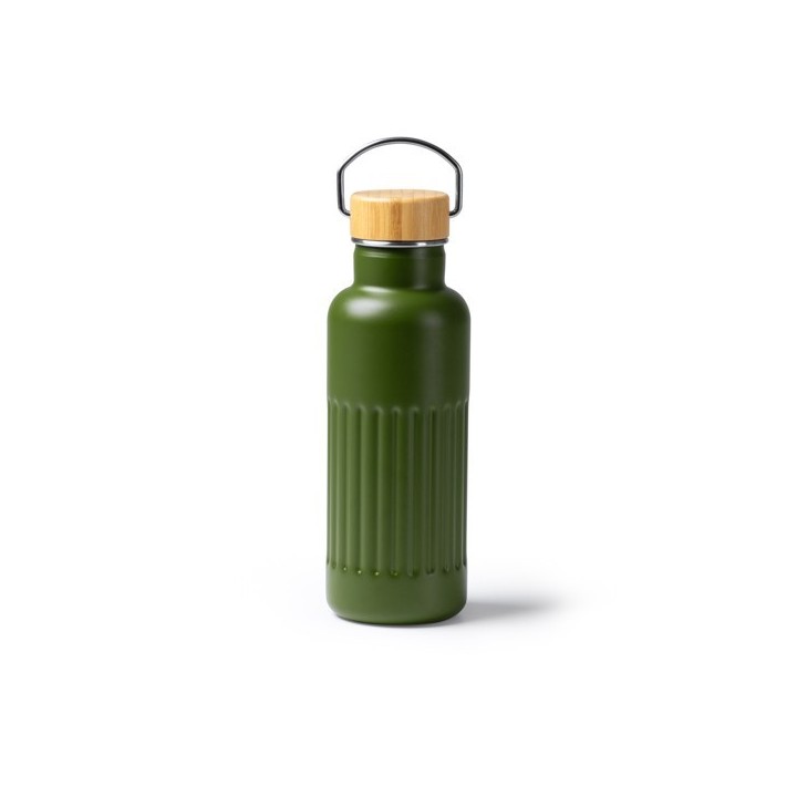 Botella Roly Nobuk Acero Inox Tapa Bambú 500ml Verde
