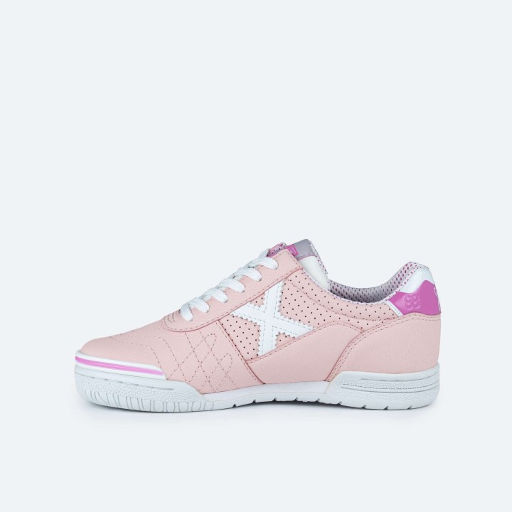 Zapatillas Hockey Sala Munich G3 Kid Profit 409 rosas, foto lateral izquierdo.