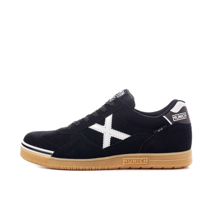 Zapatillas Hockey Sala Munich G3 Kid Profit 1008 negras, foto lateral izquierdo.